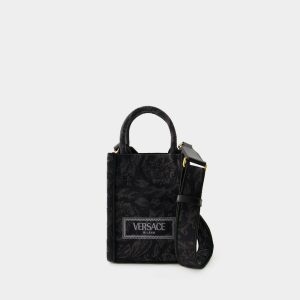 Besaces | Tote Bag Mini Athena – Versace – Coton – Noir Black – Black+Black-Versace-Gold |  Femme/Homme
