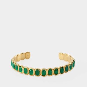 Bracelets | Bracelet Toy Cuff – Ivi – Or – Vert Onyx Vert – Yellow Gold_Green Onyx |  Femme