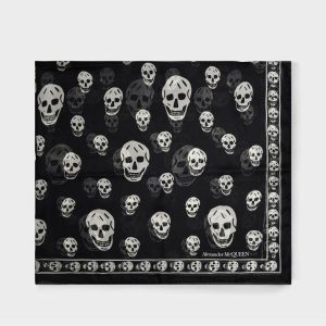 Écharpes & Foulards | Écharpe Ca Skull 104X120 – Alexander Mcqueen – Laine – Noir/Ivoire Noir – |  Femme