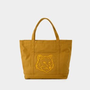 Cabas | Tote Bag Classique Fox Head – Maison Kitsune – Toile – Marron  |  Femme