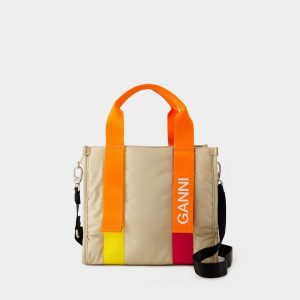 Cabas | Tote Bag Recycled Tech Small – Ganni – Synthétique – Kaki  |  Femme
