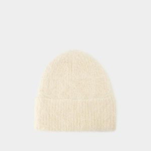 Chapeaux | Bonnet Alpaca Knit – Toteme – Laine – Blanc Blanc – Stone 009 |  Femme