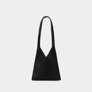 Sacs épaule | Sac Hobo Flap Japanese – Mm6 Maison Margiela – Cuir – Noir Noir – T8013 Black |  Femme