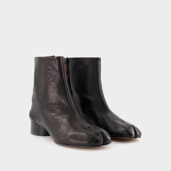 Sandales | Boots Tabi H30 En Cuir De Veau Vintage Noir Black – Black | Maison Margiela Femme
